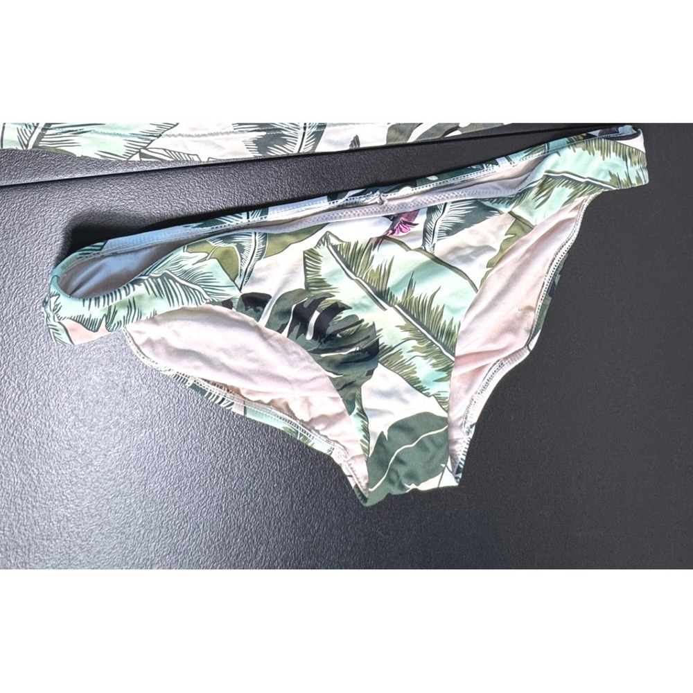 Seafolly Tropical Leaf Bikini Bottoms Women's Size 14 Green White Beach Swimwear